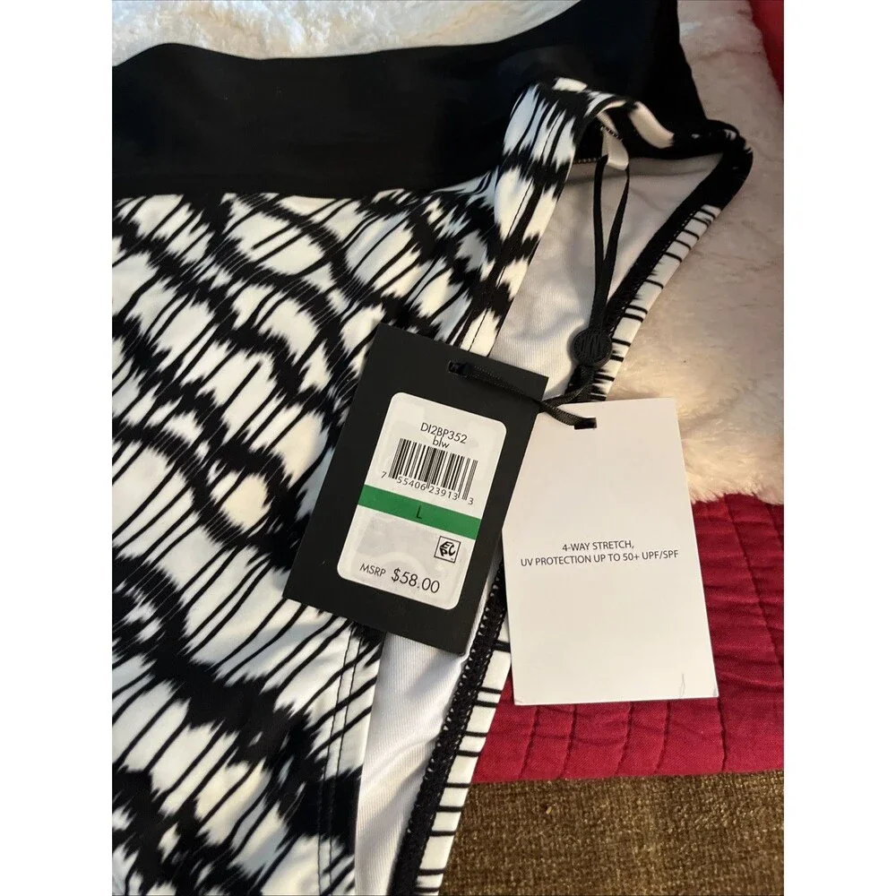 DKNY Womens High-Waist Printed Swim Bottom Separates Black L Classic Bottom - Picture 2 of 3